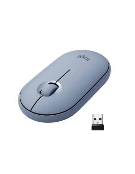 Logitech Pebble, mouse wireless con Bluetooth o ricevitore da 2,4 GHz, mouse per computer con clic silenzioso per laptop,