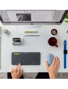 Logitech Pebble, mouse wireless con Bluetooth o ricevitore da 2,4 GHz, mouse per computer con clic silenzioso per laptop, 2