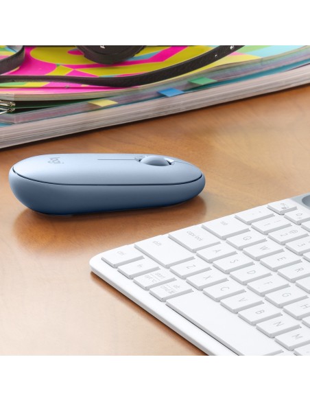 Logitech Pebble, mouse wireless con Bluetooth o ricevitore da 2,4 GHz, mouse per computer con clic silenzioso per laptop,