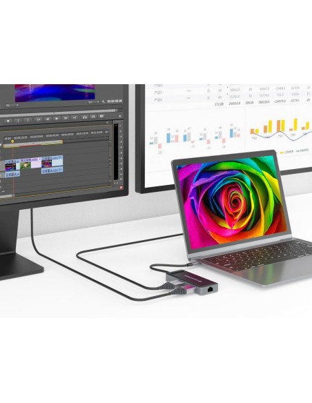 Conceptronic DONN14G replicatore di porte e docking station per notebook Cablato USB 3.2 Gen 1 (3.1 Gen 1) Type-C Grigio