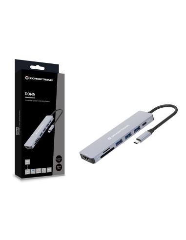 Conceptronic DONN19G replicatore di porte e docking station per notebook Cablato USB 3.2 Gen 1 (3.1 Gen 1) Type-C Grigio