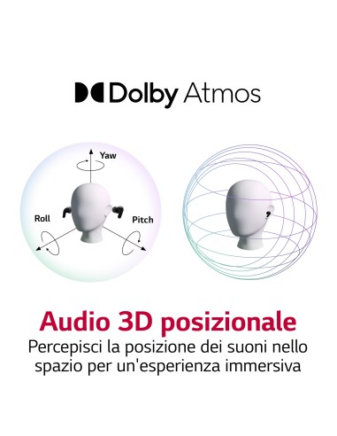 LG TONE Free T90 Cuffie Bluetooth Dolby Atmos, IPx4, Plug & Wireless, 2022