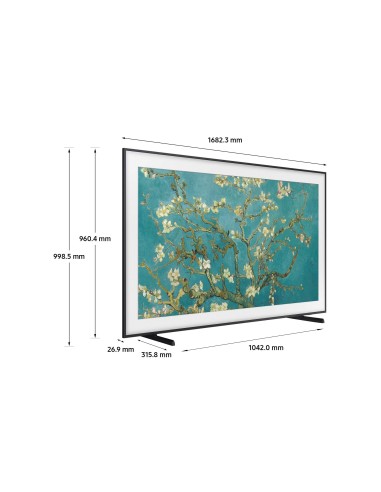 Samsung The Frame Lifestyle TV QE75LS03BGUXZT QLED 4K, Smart TV 75" Matte Display, Dolby Atmos e OTS, Black 2022