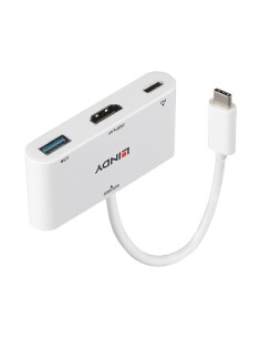 Lindy 43340 cavo e adattatore video 0,18 m HDMI + USB Type-A USB tipo-C Bianco