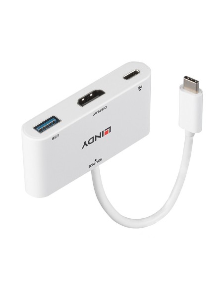 Lindy 43340 cavo e adattatore video 0,18 m HDMI + USB Type-A USB tipo-C Bianco