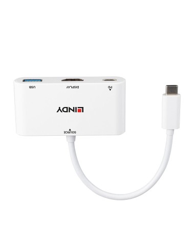 Lindy 43340 cavo e adattatore video 0,18 m HDMI + USB Type-A USB tipo-C Bianco