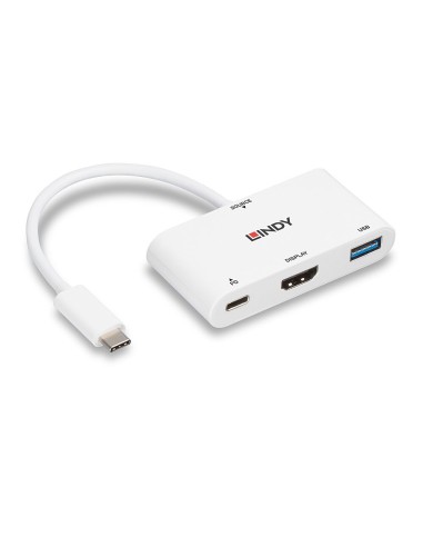 Lindy 43340 cavo e adattatore video 0,18 m HDMI + USB Type-A USB tipo-C Bianco
