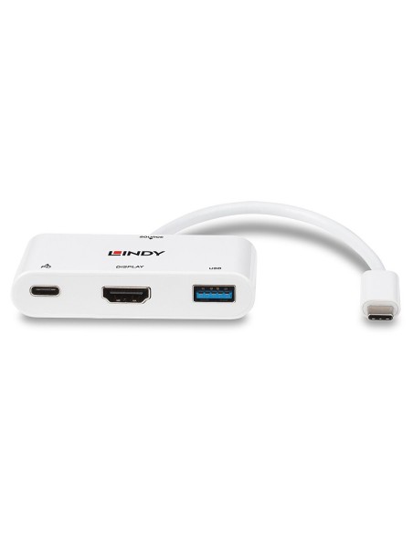 Lindy 43340 cavo e adattatore video 0,18 m HDMI + USB Type-A USB tipo-C Bianco