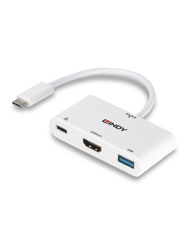 Lindy 43340 cavo e adattatore video 0,18 m HDMI + USB Type-A USB tipo-C Bianco