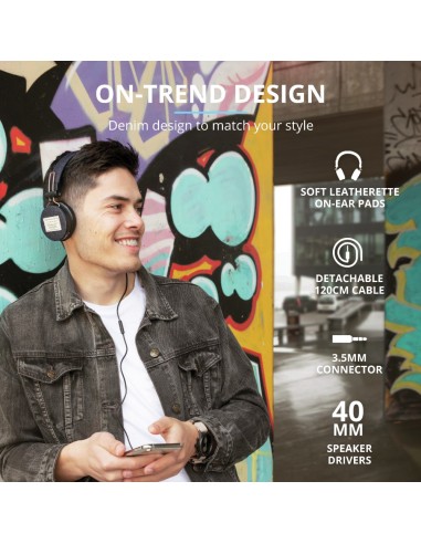 Trust 23584 cuffia e auricolare Cablato A Padiglione MUSICA Nero, Blu