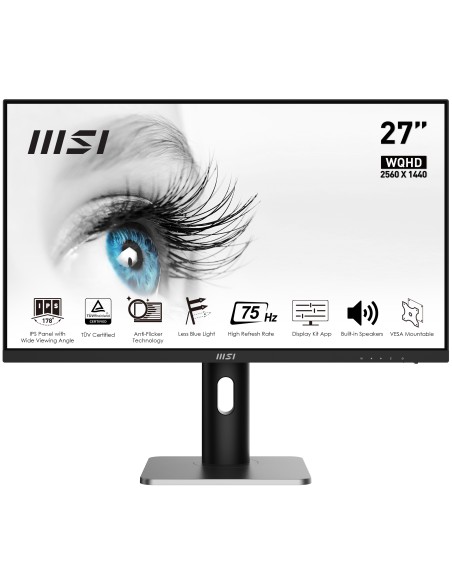 MSI PRO MP273QP Monitor PC 68,6 cm (27") 2560 x 1440 Pixel Wide Quad HD LED Nero, Argento