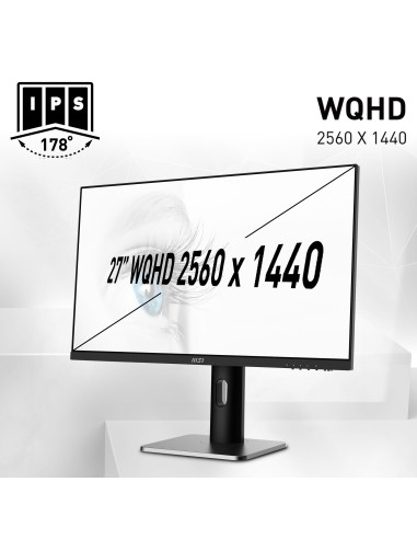 MSI PRO MP273QP Monitor PC 68,6 cm (27") 2560 x 1440 Pixel Wide Quad HD LED Nero, Argento