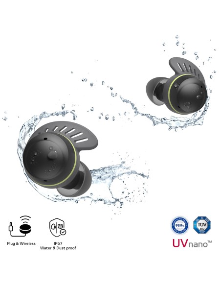 LG TONE Free TF8 Cuffie Bluetooth per lo sport, IP67, Plug & Wireless, 2022