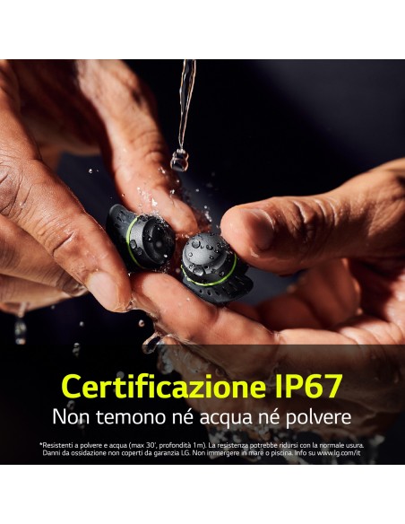 LG TONE Free TF8 Cuffie Bluetooth per lo sport, IP67, Plug & Wireless, 2022