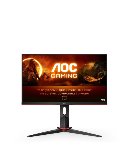 AOC G2 Q24G2A BK Monitor PC 60,5 cm (23.8") 2560 x 1440 Pixel Nero, Rosso