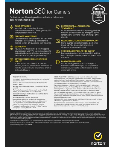 NortonLifeLock Norton 360 for Gamers 2023 Security management 1 licenza e 1 anno i