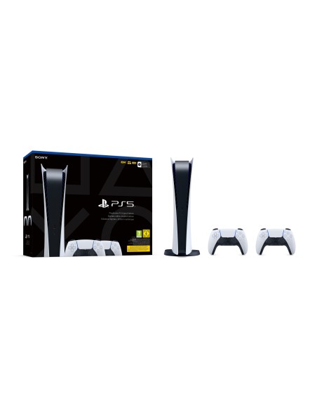 Sony PlayStation 5 Digital Edition + 2 DualSense 825 GB Wi-Fi Nero, Bianco