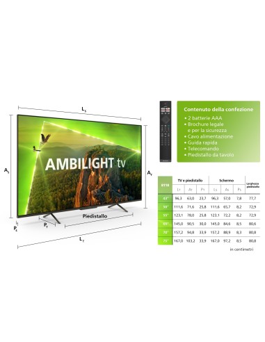 Philips Ambilight TV 8118 43" 4K Ultra HD Dolby Vision e Dolby Atmos Smart TV