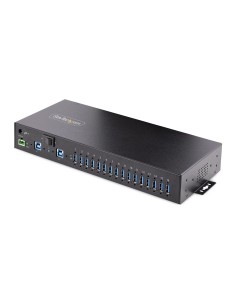 StarTech.com Hub USB 3.0 Alimentato a 16 Porte - Multipresa USB-A Industriale 5Gbps Installabile a Muro Rack DIN - Protezione