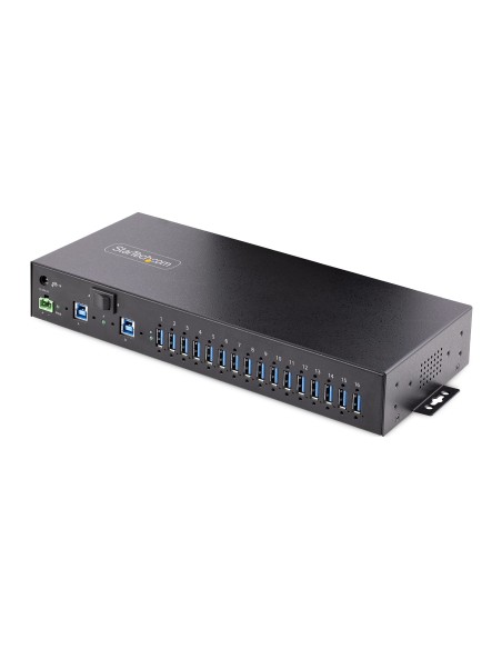 StarTech.com Hub USB 3.0 Alimentato a 16 Porte - Multipresa USB-A Industriale 5Gbps Installabile a Muro Rack DIN - Protezione
