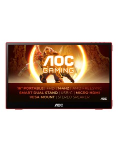 AOC 16G3 Monitor PC 39,6 cm (15.6") 1920 x 1080 Pixel Nero, Rosso