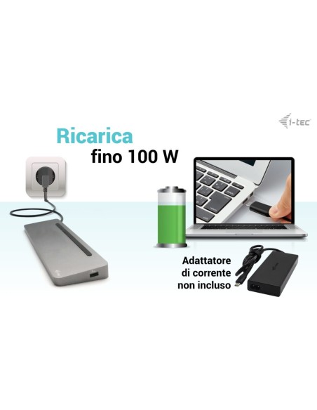 i-tec USB-C Metal Ergonomic 3x 4K Display Docking Station + Power Delivery 100 W