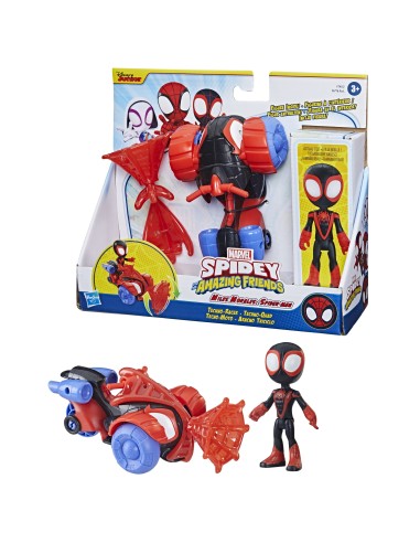 Marvel Spidey e I Suoi Fantastici Amici, set Techno Racer di Miles Morales  Spider-Man, action figure con veicolo e accessorio,