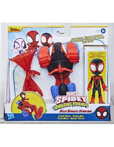 Marvel Spidey e I Suoi Fantastici Amici, set Techno Racer di Miles Morales  Spider-Man, action figure con veicolo e accessorio,