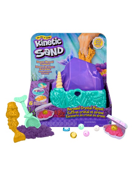 Kinetic Sand , Playset il Cristallo della Sirenetta, Sabbia Colorata, Sabbia Cinetica 481 g, Accessori per Scavare e Scoprire,