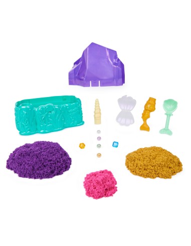 Kinetic Sand , Playset il Cristallo della Sirenetta, Sabbia Colorata, Sabbia Cinetica 481 g, Accessori per Scavare e Scoprire,