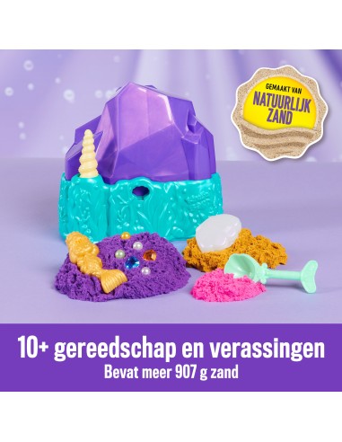 Kinetic Sand , Playset il Cristallo della Sirenetta, Sabbia Colorata, Sabbia Cinetica 481 g, Accessori per Scavare e Scoprire,