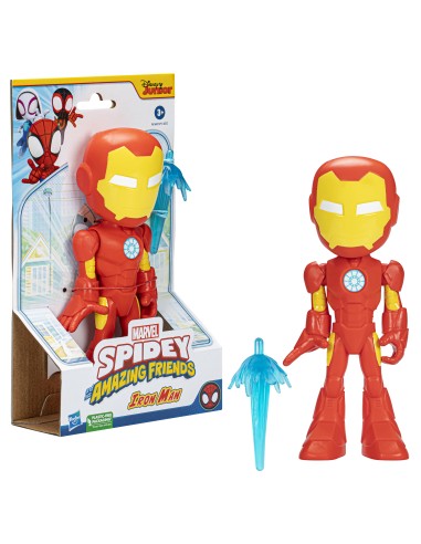 Marvel Spidey e I Suoi Fantastici Amici - Mega Iron Man, action figure da 22,5 cm, giocattolo prescolare, per bambini dai 3