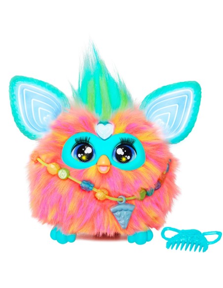 Furby Corallo, giocattolo di peluche, con attivazione vocale, 15 accessori di moda, giocattoli interattivi, dai 6 anni in su