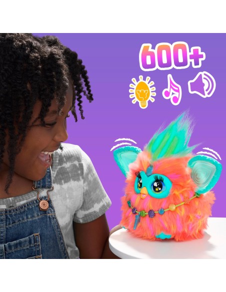 Furby Corallo, giocattolo di peluche, con attivazione vocale, 15 accessori di moda, giocattoli interattivi, dai 6 anni in su
