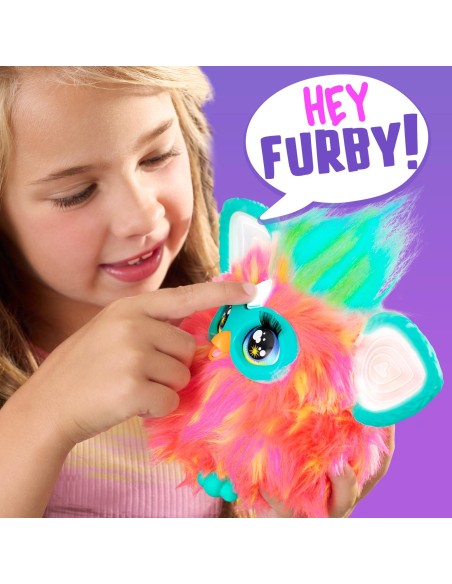 Furby Corallo, giocattolo di peluche, con attivazione vocale, 15 accessori di moda, giocattoli interattivi, dai 6 anni in su