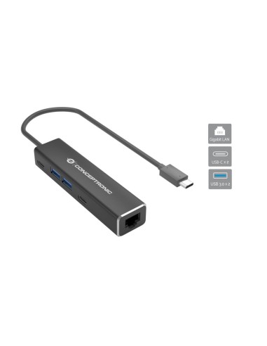 Conceptronic ABBY13B replicatore di porte e docking station per laptop Cablato USB 3.2 Gen 1 (3.1 Gen 1) Type-C Grigio