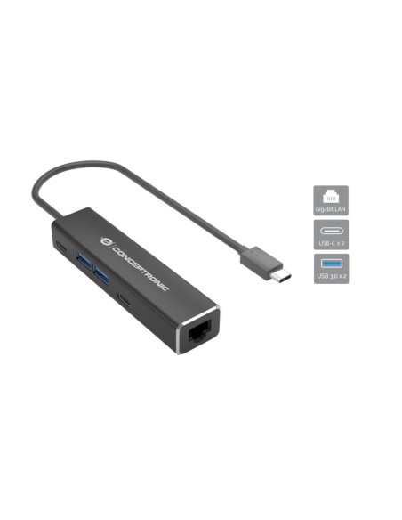 Conceptronic ABBY13B replicatore di porte e docking station per laptop Cablato USB 3.2 Gen 1 (3.1 Gen 1) Type-C Grigio