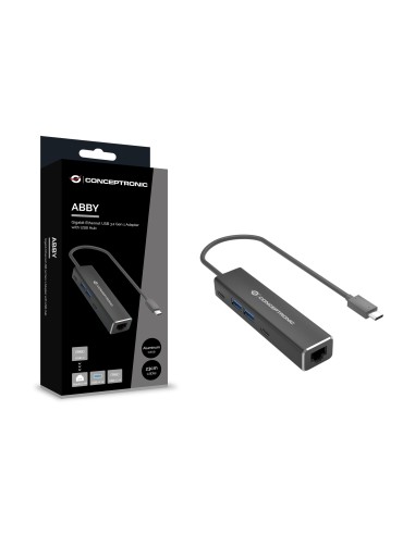 Conceptronic ABBY13B replicatore di porte e docking station per laptop Cablato USB 3.2 Gen 1 (3.1 Gen 1) Type-C Grigio