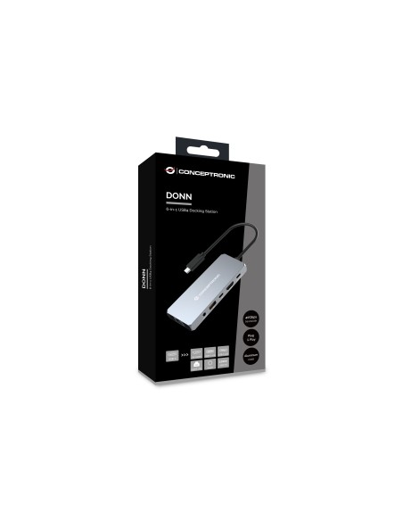 Conceptronic DONN22G replicatore di porte e docking station per laptop Cablato USB 3.2 Gen 2 (3.1 Gen 2) Type-C Grigio