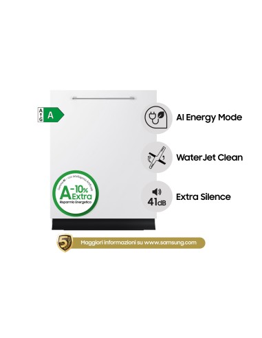 Samsung DW60CG880B00 Lavastoviglie da incasso a scomparsa totale Serie 8700 14 coperti A Terzo cesto per posate