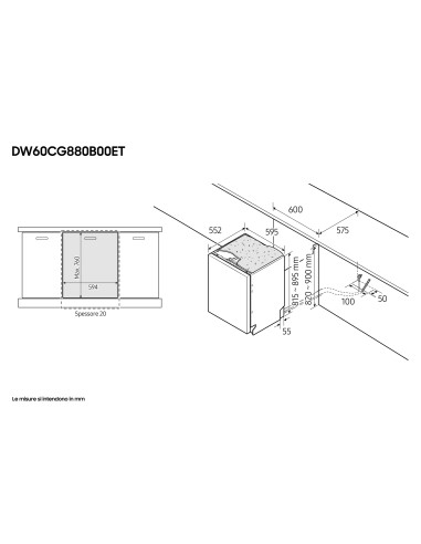 Samsung DW60CG880B00 Lavastoviglie da incasso a scomparsa totale Serie 8700 14 coperti A Terzo cesto per posate