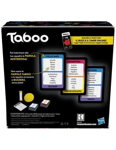 Hasbro Gaming Taboo, gioco da tavolo, giochi con parole da indovinare per adulti e adolescenti dai 13 anni in su, giochi per le
