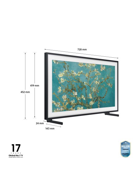 Samsung Lifestyle TV QE32LS03CBUXZT The Frame QLED Full HD, Smart TV 32" Matte Display, OTS Lite, Black 2023