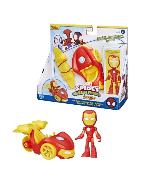 Marvel Spidey e I Suoi Fantastici Amici, set Iron Racer, action figure, veicolo e accessorio