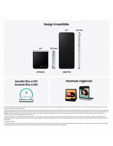 Samsung Galaxy Z Flip5 RAM 8GB Display 3,4" Super AMOLED 6,7" Dynamic AMOLED 2X Mint 512GB