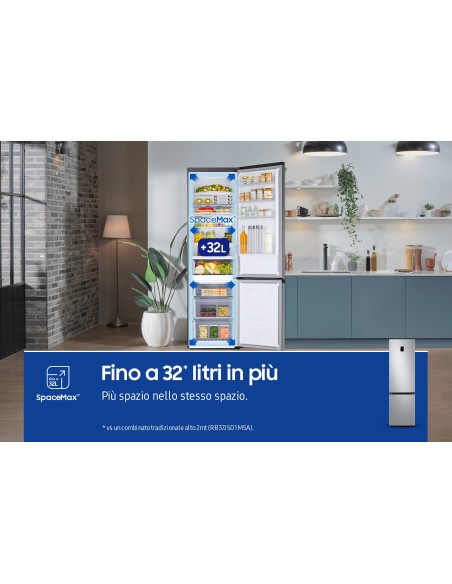 Samsung RB38C672CSA frigorifero Combinato EcoFlex AI Libera installazione con congelatore Wifi 2m 390 L Classe C, Inox