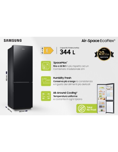 Samsung Frigorifero Combinato EcoFlex 1.85m 344L RB33B610EBN