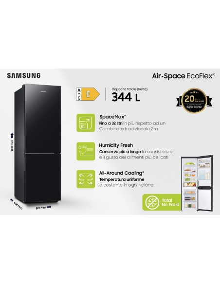 Samsung Frigorifero Combinato EcoFlex 1.85m 344L RB33B610EBN