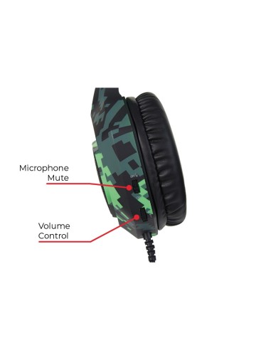 SureFire Skirmish Auricolare Cablato A Padiglione Giocare USB tipo A Nero, Mimetico, Verde