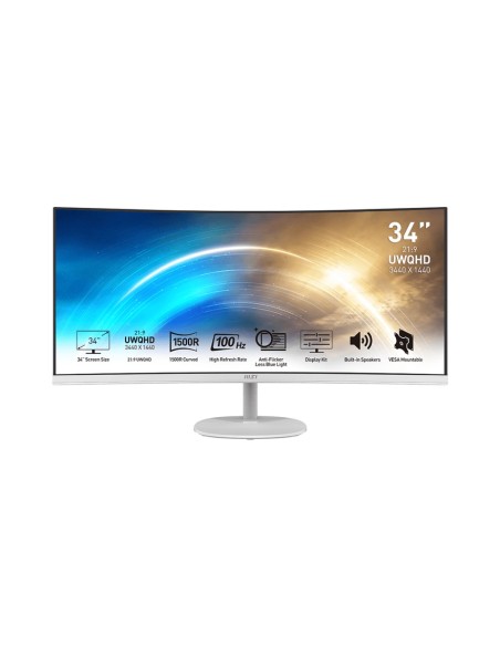 MSI Pro MP341CQW Monitor PC 86,4 cm (34") 3440 x 1440 Pixel UltraWide Quad HD Bianco